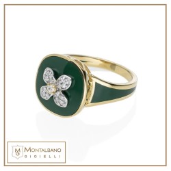 Anello Allegra smalto con fiore 18 kt